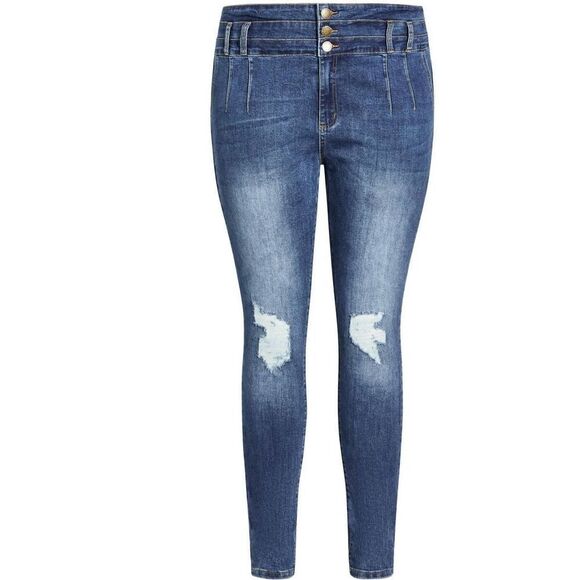 CITY CHIC NWT Trendy Plus Size Asha Bailey Skinny Jeans 22S - Picture 2 of 6